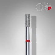 STALEKS Diamond Nail Drill Bit Cylinder Red EXPERT | Head Ø 2.5 mm / Working Part 6 mm