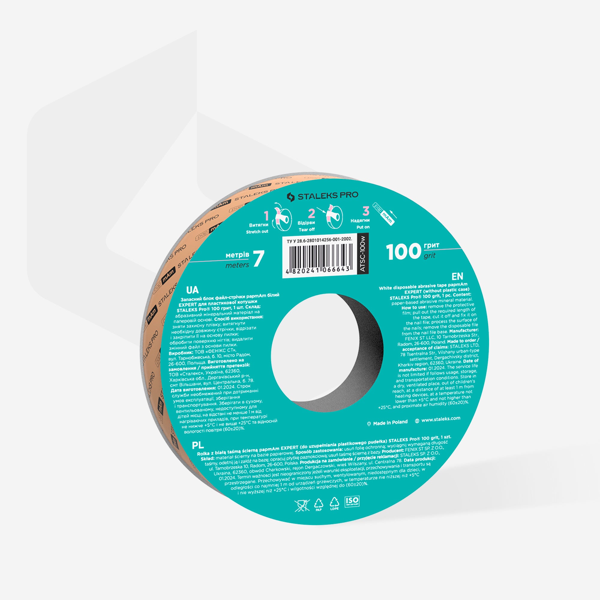 STALEKS Disposable White Abrasive Tape PapmAm EXPERT for the Plastic Case