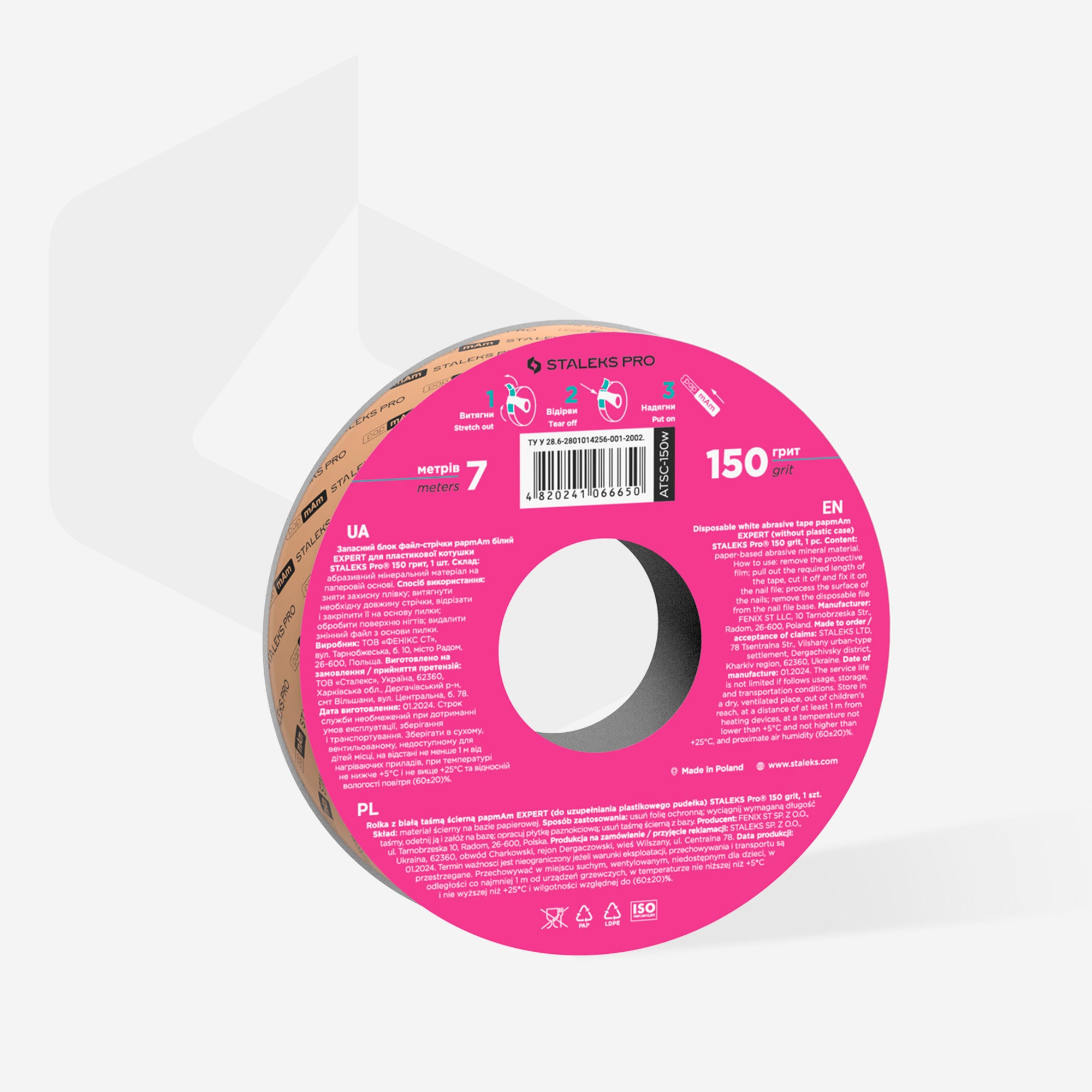 STALEKS Disposable White Abrasive Tape PapmAm EXPERT for the Plastic Case