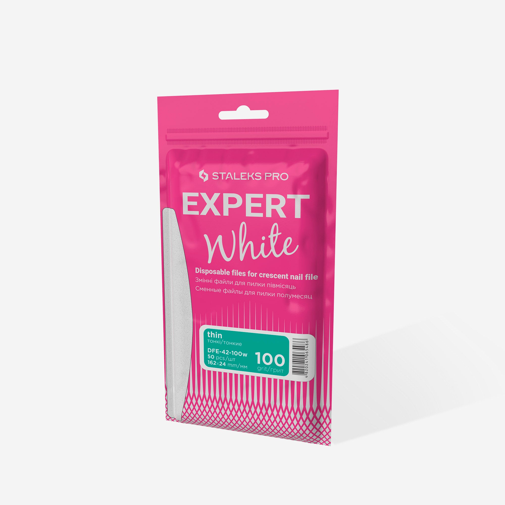 STALEKS Disposable White Files for Crescent Nail File EXPERT 42 (50 pcs)