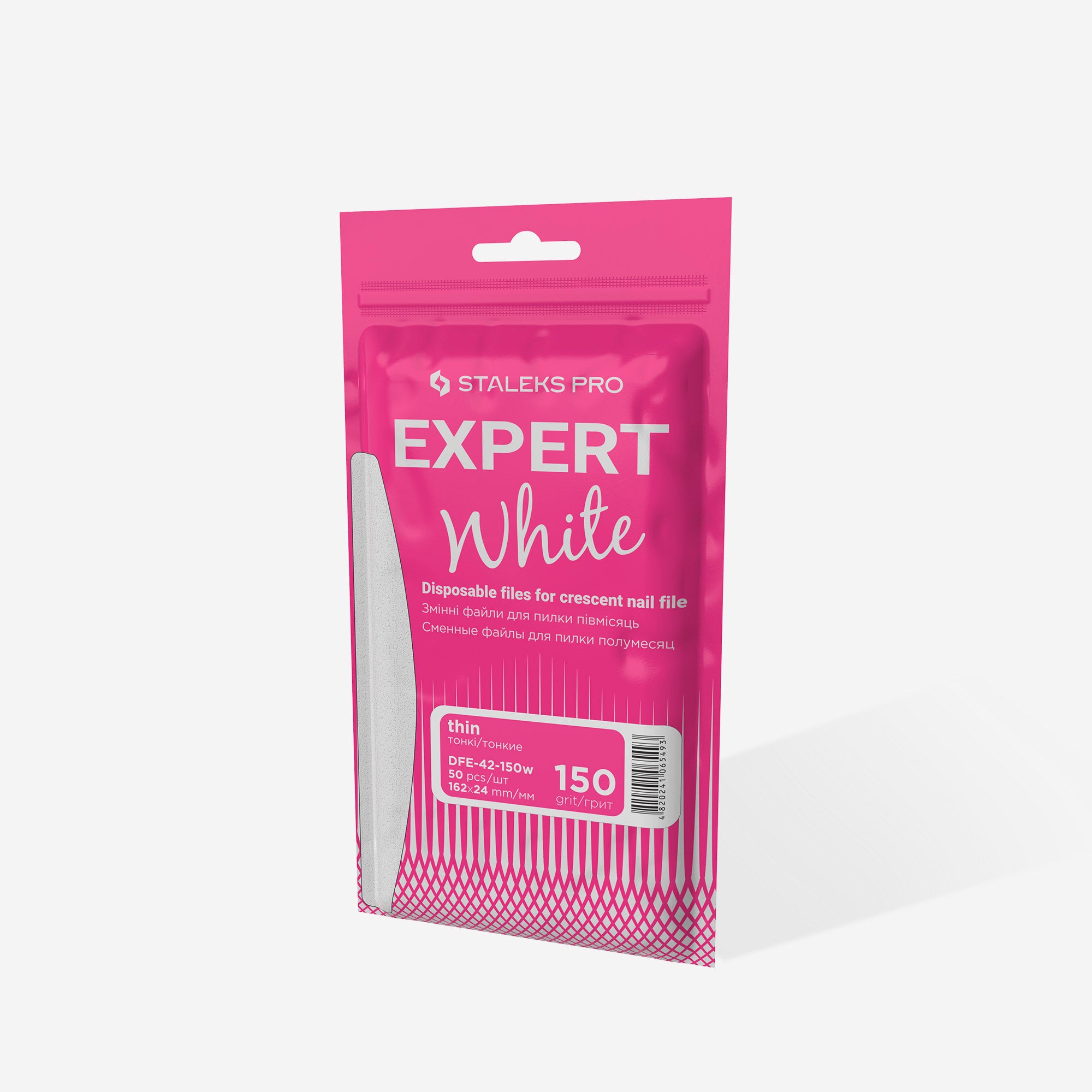 STALEKS Disposable White Files for Crescent Nail File EXPERT 42 (50 pcs)