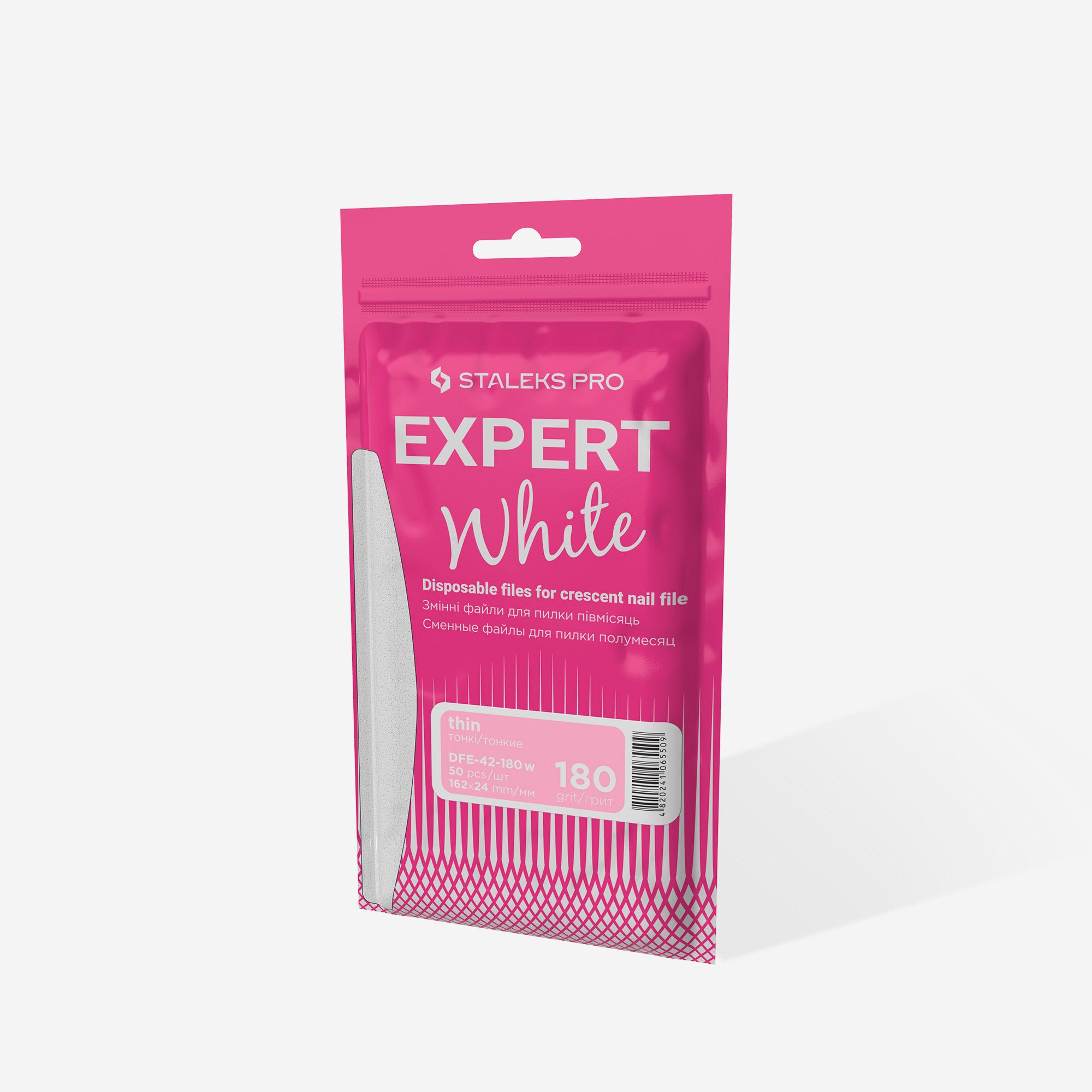 STALEKS Disposable White Files for Crescent Nail File EXPERT 42 (50 pcs)