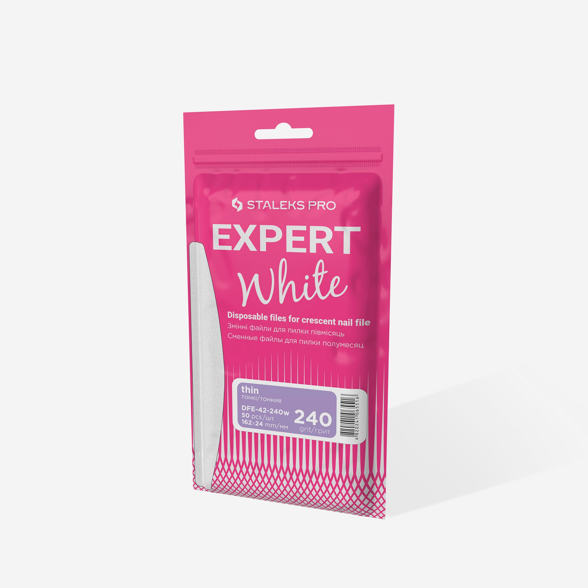 STALEKS Disposable White Files for Crescent Nail File EXPERT 42 (50 pcs)